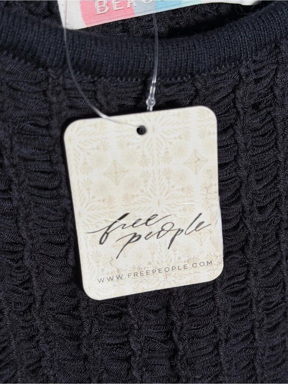 Free People Beach Black Crochet Knit Cropped Tank